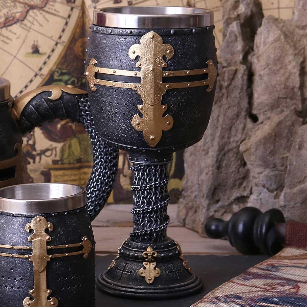 Crusader Medieval Knight Chainmail Wine Goblet | Gothic Gifts