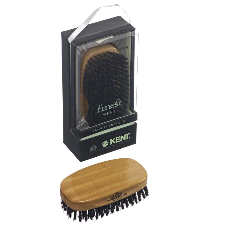 Kent Rectangular Military Hair Brush with Black Bristles Ms23 A