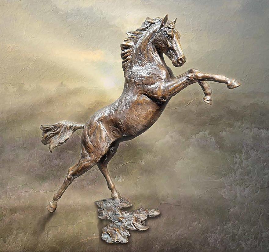 Sky Solid Bronze Horse Rearing Figurine (Limited Edition) Michael