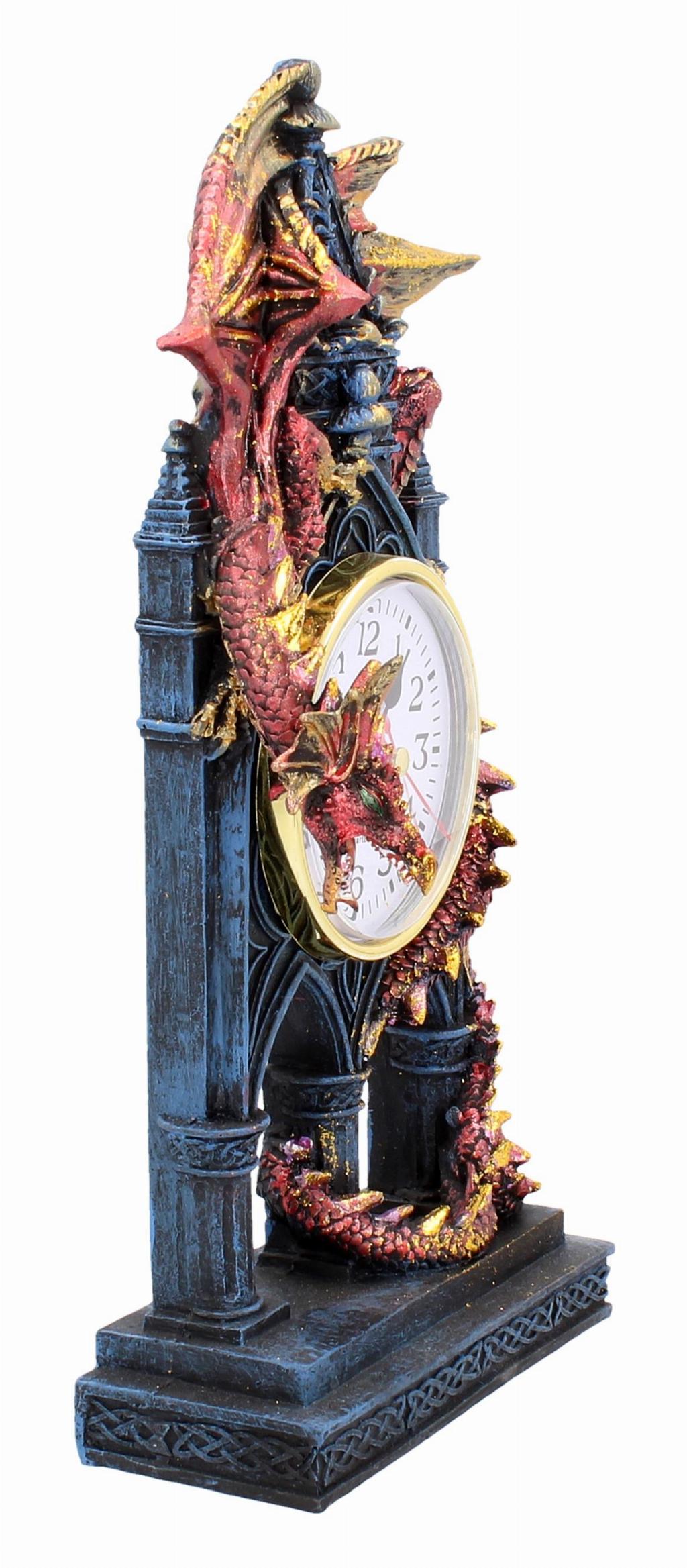Red Dragon Gothic Fantasy Time Guardian Clock | Gothic Gifts