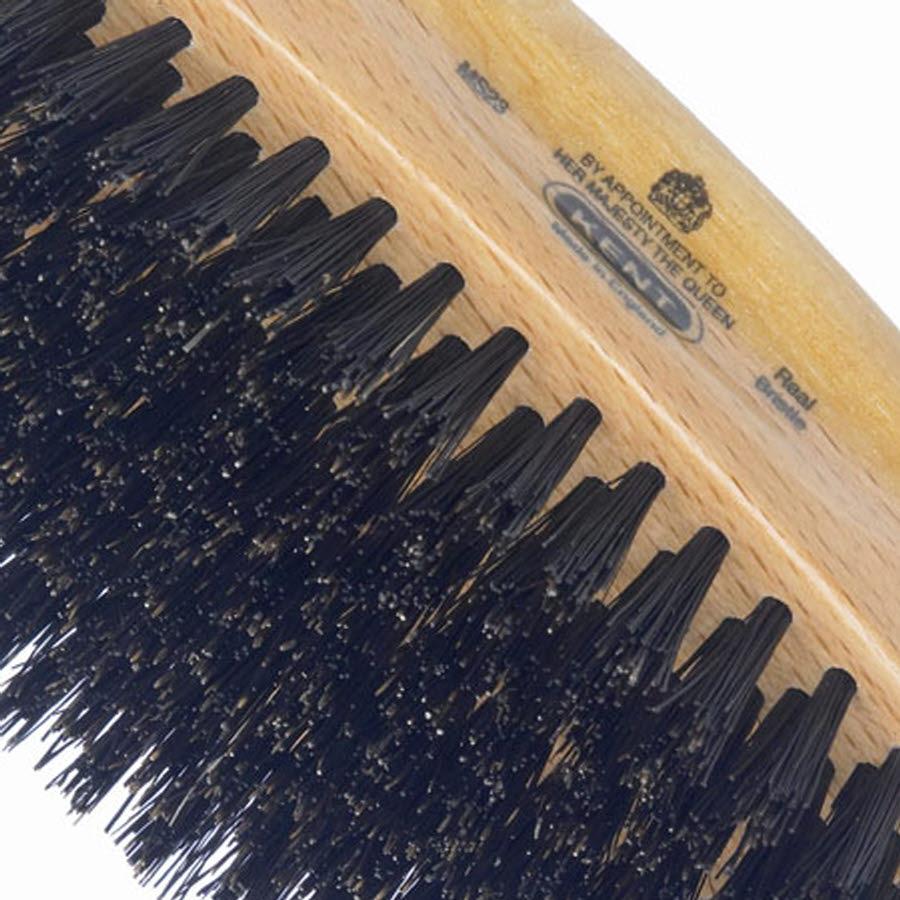 Kent Rectangular Military Hair Brush with Black Bristles Ms23 A