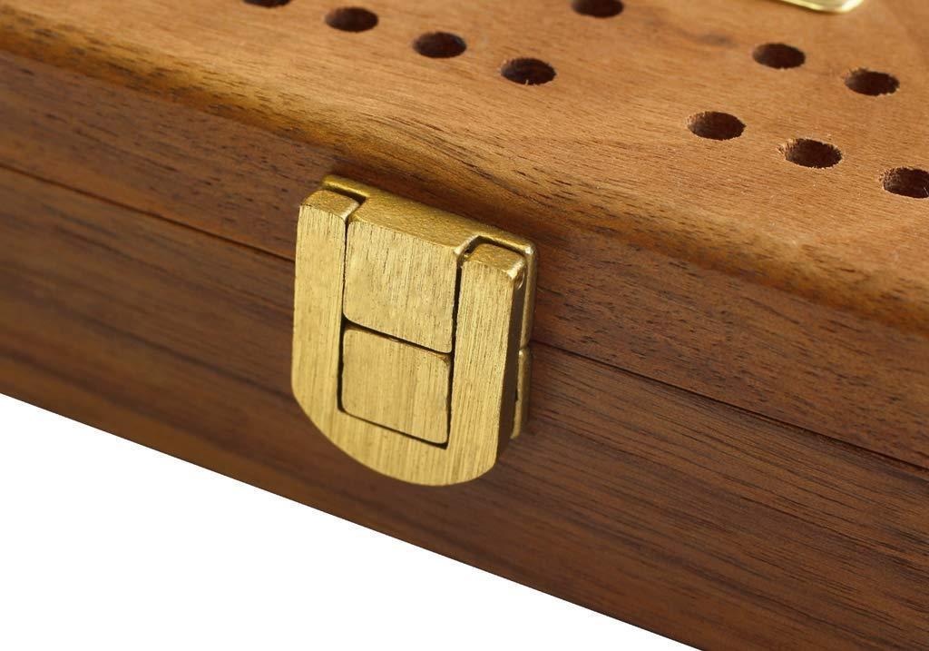 Luxury Domino Set with Cribbage Board Lid in Black Walnut Case by Alex