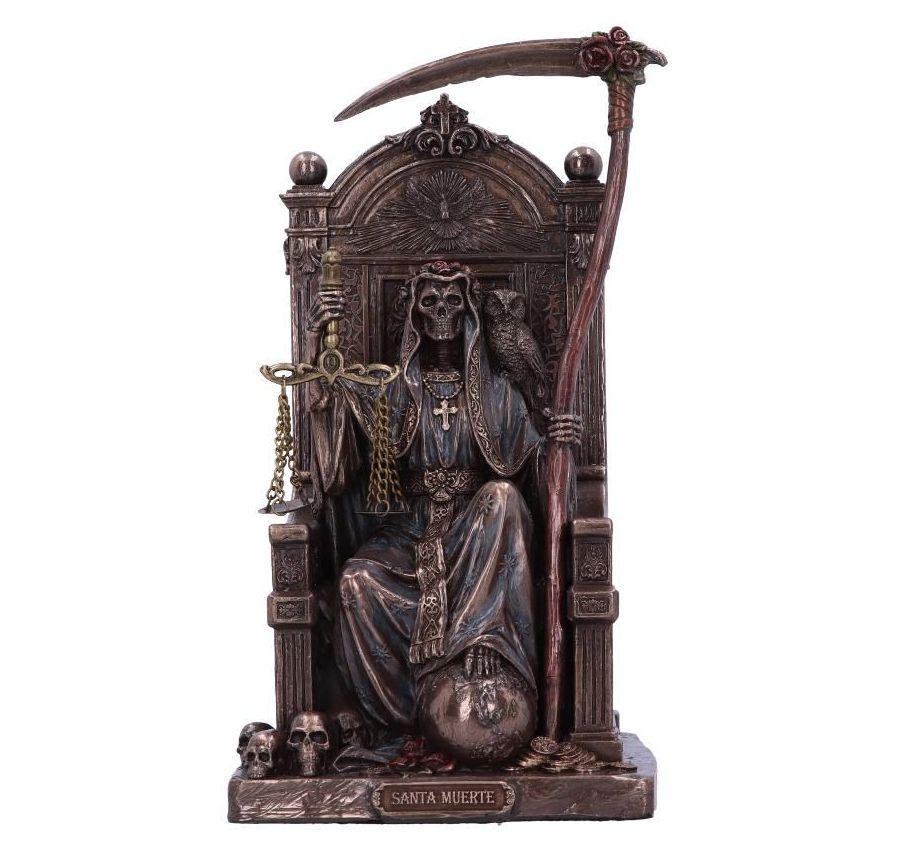 Santa Muerte On Throne Bronze Figurine | Gothic Gifts