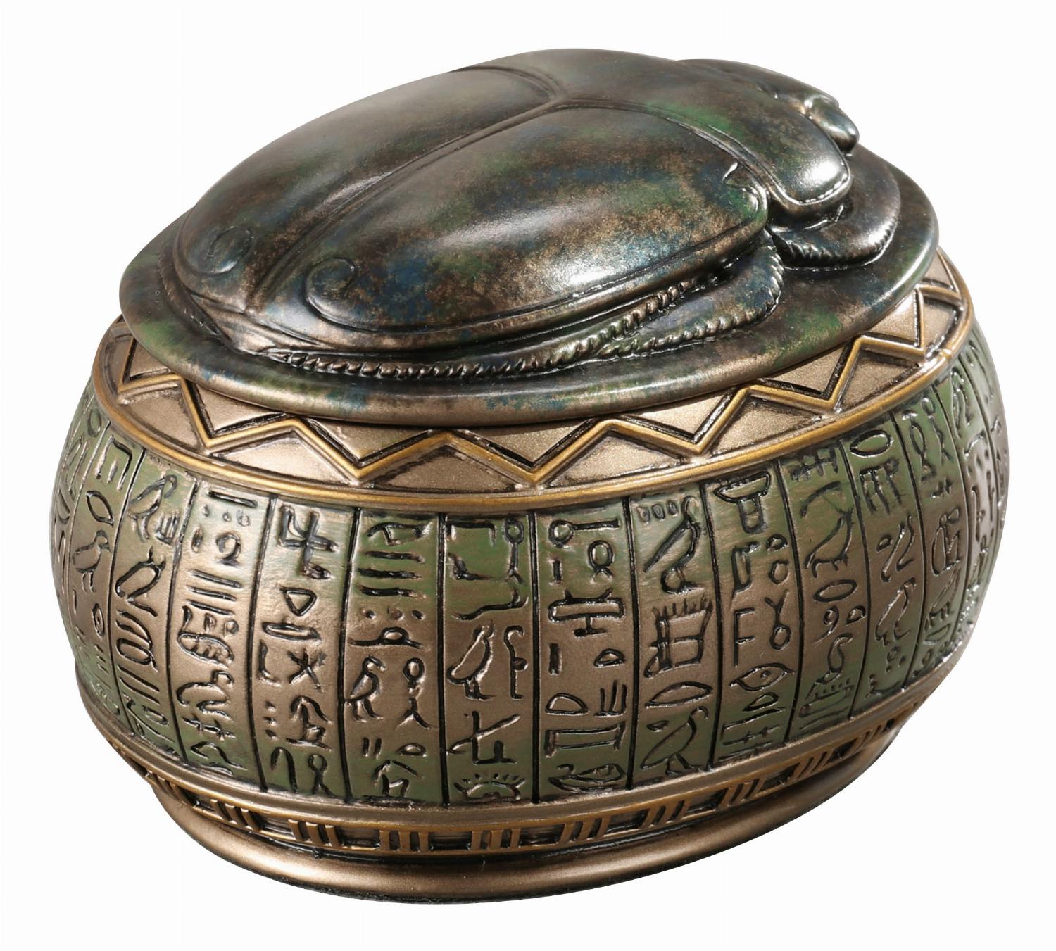 Egyptian Scarab Trinket Box Bronze Figurine (By Veronese) Bronze