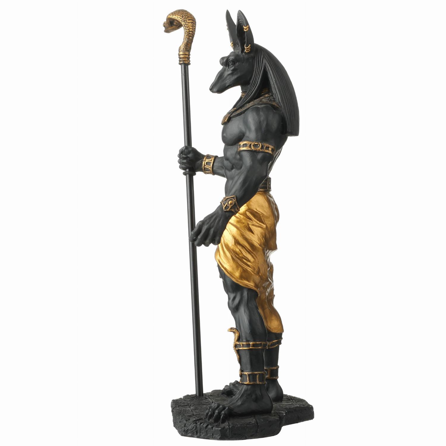 Statue Anubis Cobra Façon Bronze – Sculpture égyptienne Antique – Résine 26 Cm
