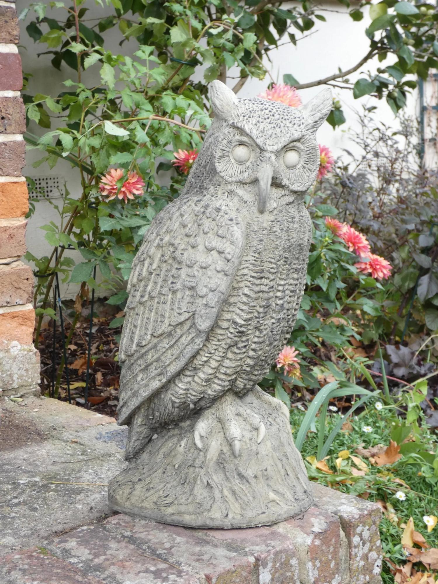 Great Horned Owl Stone Statue Garden Statue Shop