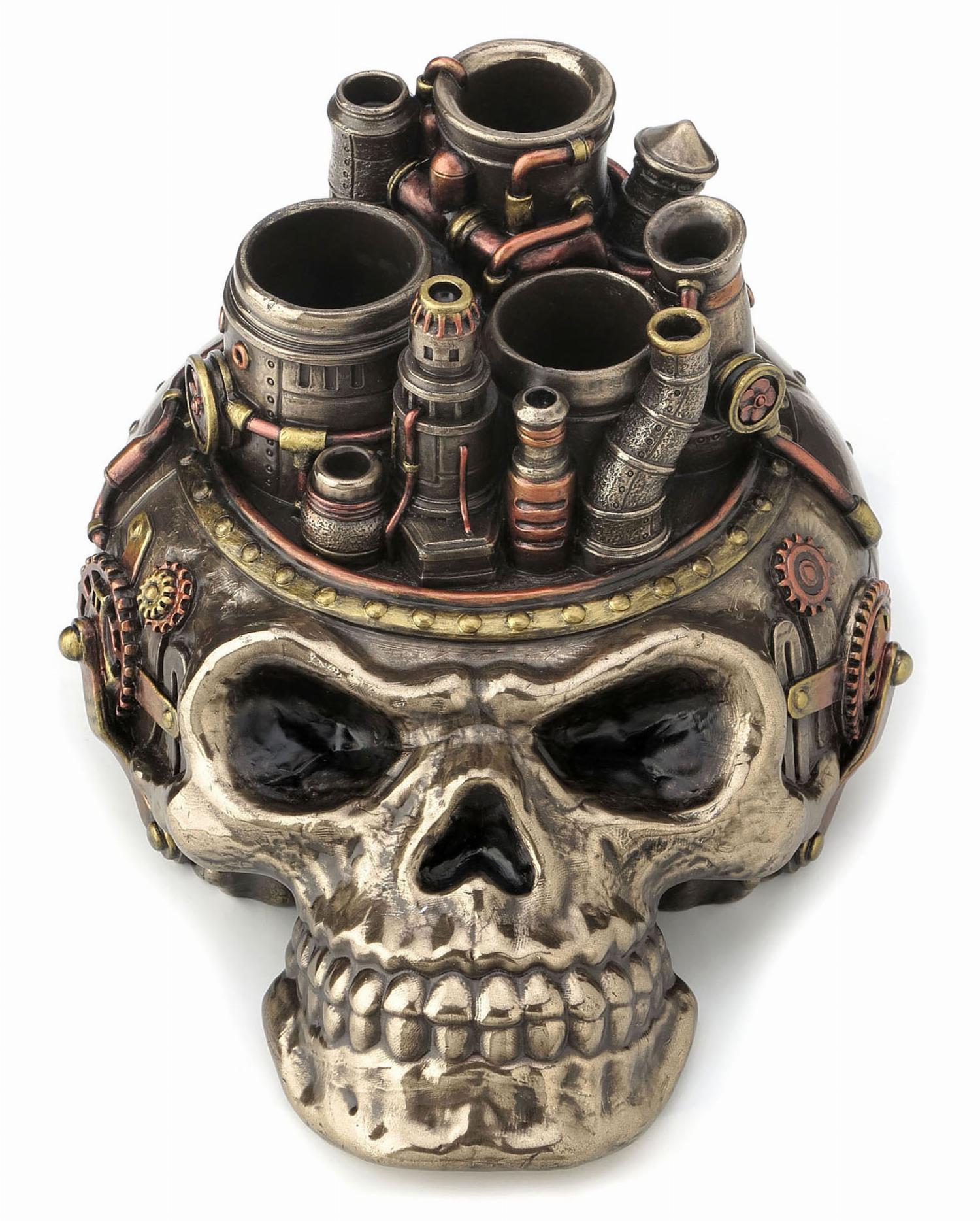 Veronese Design 4.5 Inch Steampunk Cross Bones Top Hat Motor Skull
