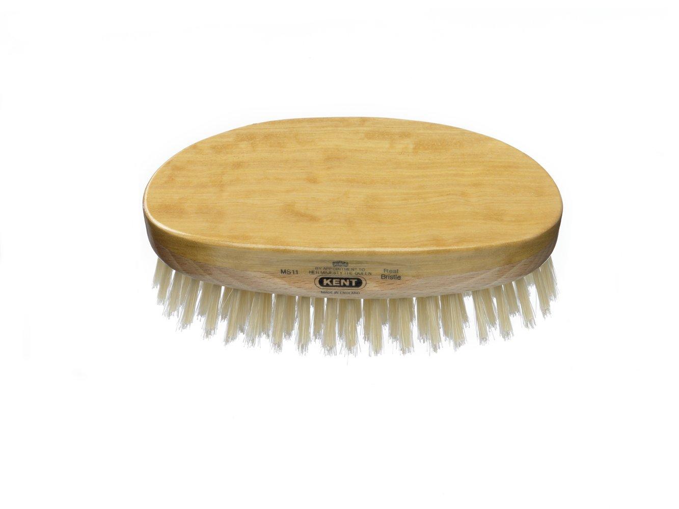 Kent Oval Military Hair Brush with White Bristles Ms11 A Gentleman's Bits