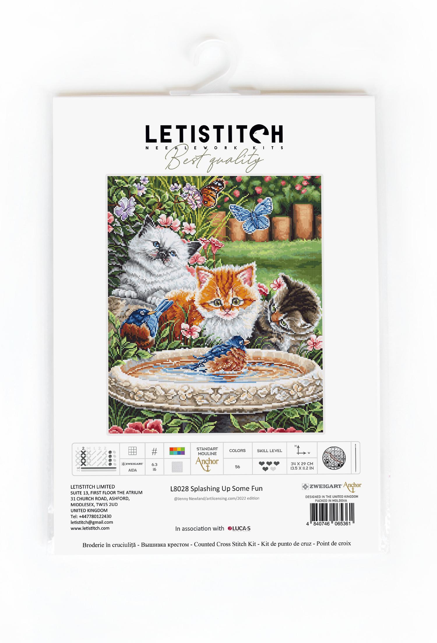 L8028 Splashing Up Some Fun Cats CrossStitch Kit by Letistitch