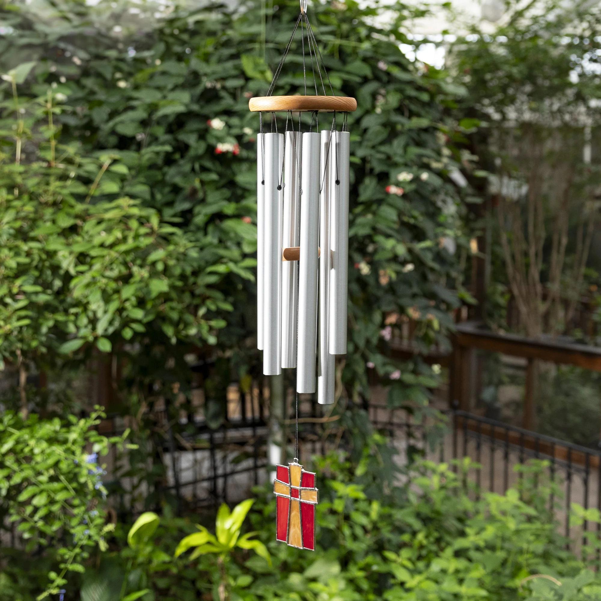 Image showcasing Woodstock Amazing Grace Chime - with Stained Glass Sail | Wind Chimes ...