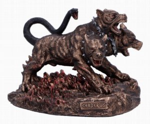 Photo #1 of product D6815B24 - Cerberus the Three Headed Hound of Hades Bronze Figurine