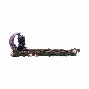 Photo #1 of product U5484T1 - Grimalkin Witches Familiar Black Cat and Crescent Moon Incense Burner