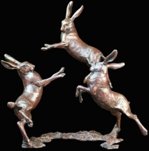 Photo of Hares Playing Medium Bronze Figurine (Limited Edition) Michael Simpson