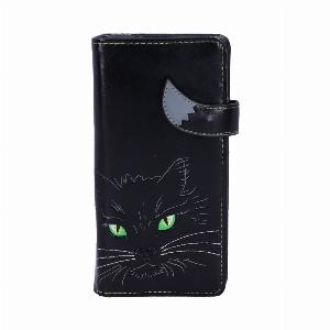 Photo #1 of product C3012H7 - Black Lucky Cat Purse Embossed Eye Tail Wallet