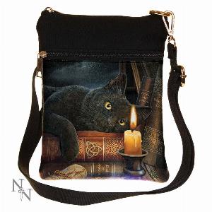 Photo #1 of product B1849E5 - Small The Witching Hour Fantasy Witch Cat Shoulder Bag by Lisa Parker