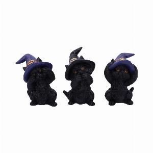 Photo #1 of product U5487T1 - Three Wise Familiars See No Hear No Speak No Evil Black Cats Figurine