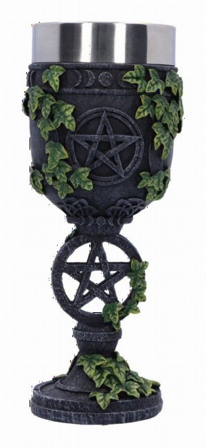 Photo #1 of product B6356X3 - Aged Wiccan Pentagram Goblet 19.5cm