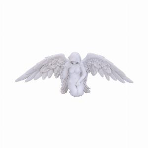 Photo #1 of product U5468T1 - White Angels Offering Kneeling Caped Angel Figurine
