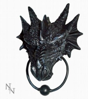 Photo #1 of product U0682B4 - Gothic Black Dragon Door Knocker