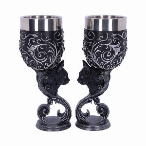Photo #1 of product B5150R0 - Familiars Love Twin Cat Heart Set of Two Goblets