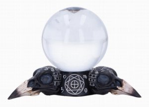 Photo #1 of product D6770A24 - Gothic Raven Crystal Ball and Holder 15cm