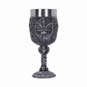 Photo #1 of product C1963F6 - Baphomet Goblet Silver Goat God Deity Wine Glass