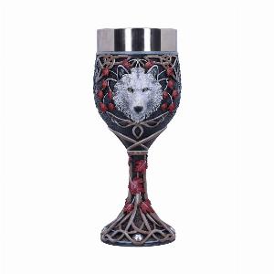 Photo #1 of product B5397S0 - Lisa Parker Guardian of the Fall White Autumn Wolf Goblet