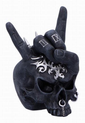 Photo #1 of product U6864C24 - Horns Up Rocking Skull Ornament