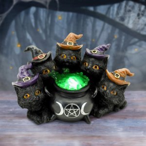 Photo #5 of product U6871C24 - Kindle's Potion Light Up Cats and Cauldron Ornament