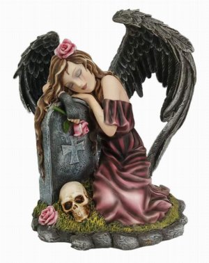 Photo #1 of product D7169B25 - Lost Love  Mourning Angel Figurine of Gothic Remembrance