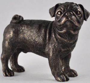 Photo of Pug Standing Bronze Dog Sculpture Small