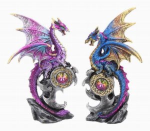 Photo #1 of product U3518J7 - Realm Protectors Figurines Set of Two Fantasy Dragon Crystal Ornaments