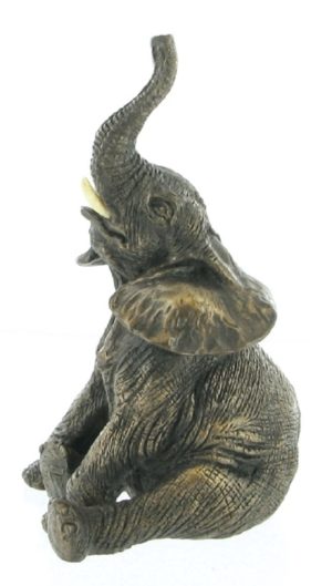 Photo of Sitting Elephant Bronze Sculpture