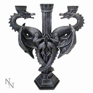 Photo #1 of product U2553G6 - Dragon's Altar Candelabra Black Gothic Triple Candle Holder