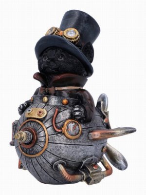 Photo #2 of product U6174W2 - Feline Invention Steampunk Cat Figurine 14.5cm