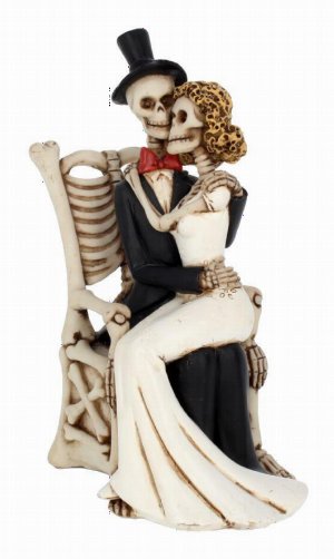 Photo #1 of product AL50112 - For Better, For Worse Gothic Sugar Skull Bride Groom Figurine Wedding Ornament