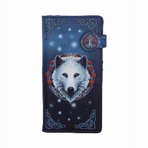 Photo #1 of product B5309S0 - Lisa Parker Guardian of the Fall White Autumn Wolf Embossed Purse