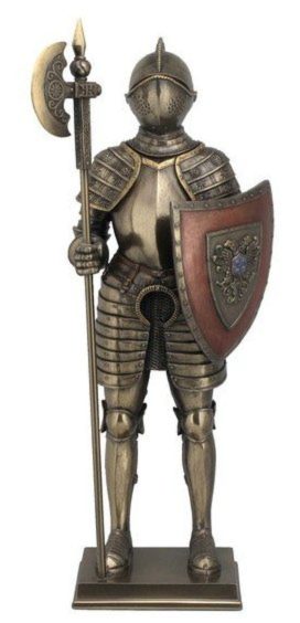 Photo of Knight Guarding with Halberd Bronze Figurine 36 cm