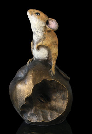 Photo of Mouse on Apple Bronze Figurine Michael Simpson