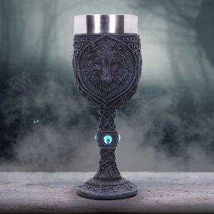 Photo #5 of product U2501G6 - Night Wolf Black Gothic Animal Goblet 19.5cm