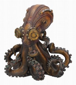 Photo #1 of product D1979F6 - Bronze Octo-Steam Steampunk Octopus Squid Figurine