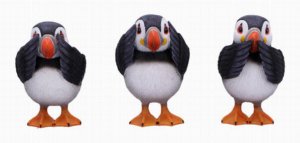 Photo #1 of product B6921C24 - Three Wise Puffin Figurines