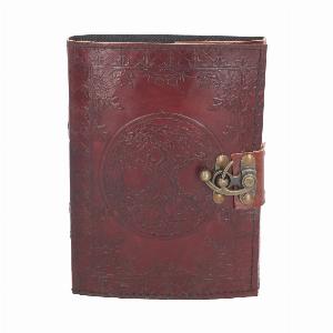 Photo #1 of product D1665E5 - Lockable Tree Of Life Red Leather Journal 15 x 21cm