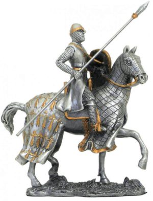 Photo of Crusader on Horse with Spear Pewter Figurine
