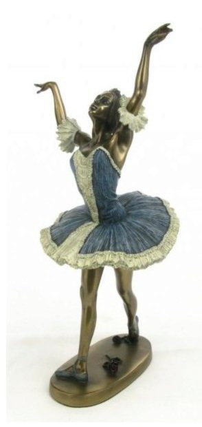 Photo of Dancing Ballerina Blue Dress Bronze Figurine 27 cm