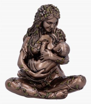 Photo #1 of product D6557Y3 - Earth Mother and baby bronze figurine
