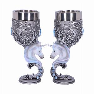 Photo #1 of product B5191R0 - Enchanted Hearts Twin Unicorn Heart Set of Two Goblets