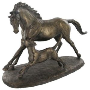 Photo of Horse and Hound Cold Cast Bronze Sculpture by Harriet Glen