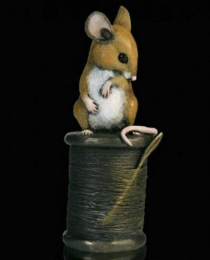 Photo of Mouse on Cotton Reel Bronze Figurine Michael Simpson