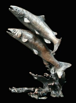 Photo of Salmon Pair Bronze Figurine (Limited Edition)